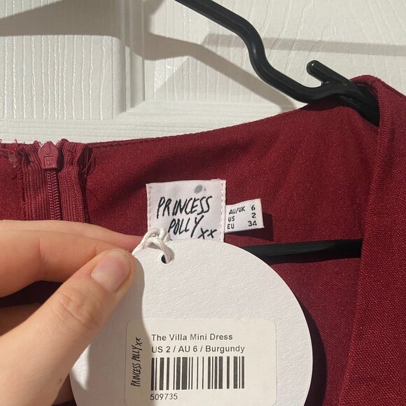 Princess Polly The Villa Mini Burgundy Dress - Picture 6 of 8